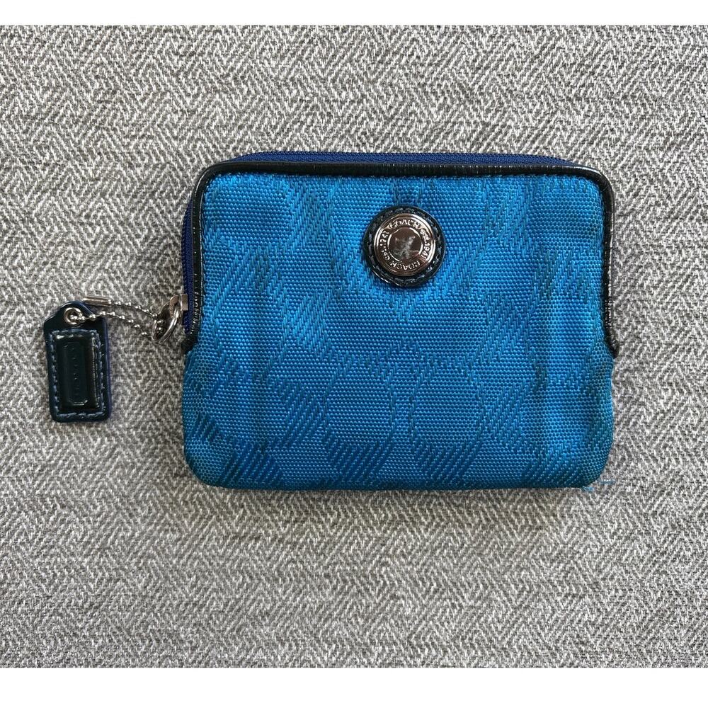 Coach Wallet Blue Pink w/ Hang Tag Signature Preppy Coin Purse Card Holder
